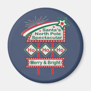 Santa’s Retro Marquee – Ho Ho Ho Merry & Bright Magnet