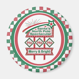 Santa’s Retro Marquee – Ho Ho Ho Merry & Bright Magnet