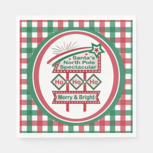 Santa’s Retro Marquee – Ho Ho Ho Merry & Bright Napkin