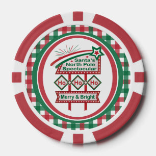 Santa’s Retro Marquee – Ho Ho Ho Merry & Bright Poker Chips