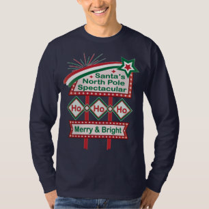 Santa’s Retro Marquee – Ho Ho Ho Merry & Bright T-Shirt