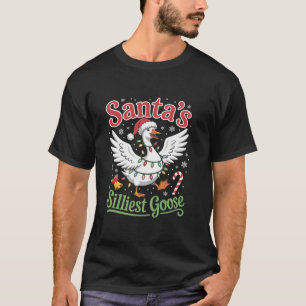 Santa s Silliest Goose Lights Stars Funny Christma T-Shirt
