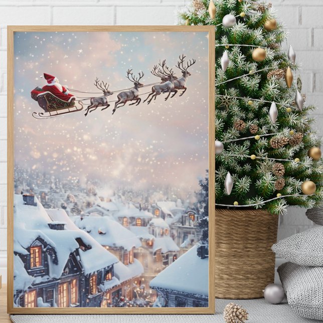 Santa’s Sleigh and Flying Reindeer  Poster (Creator Uploaded)