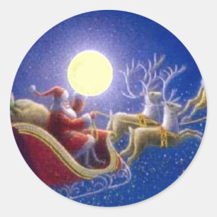 Santa’s Sleigh Classic Round Sticker