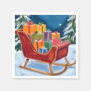 Santa’s Sleigh Merry Christmas Napkin