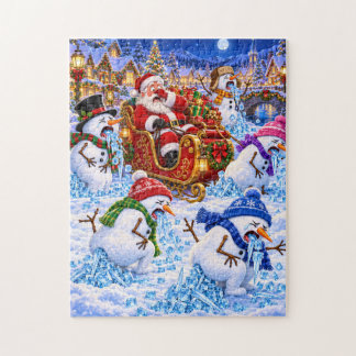 Santa’s Sleigh Ride Snowman Ice Cube Chaos Jigsaw Puzzle