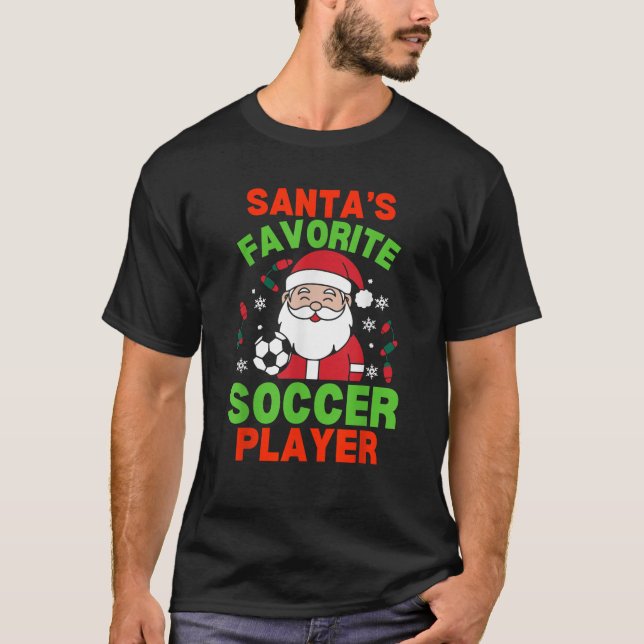 Santa s Soccer Player Matching Christmas Pyjamas X T-Shirt (Front)
