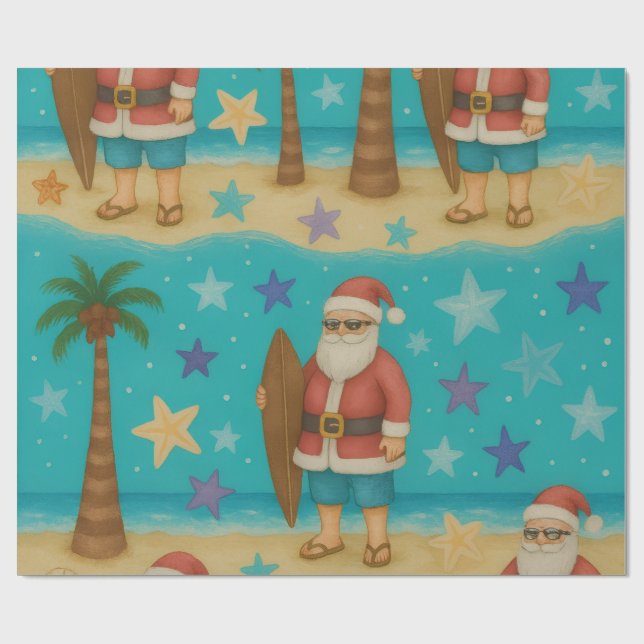 Santa’s StarSurf Wrapping Paper (Flat)