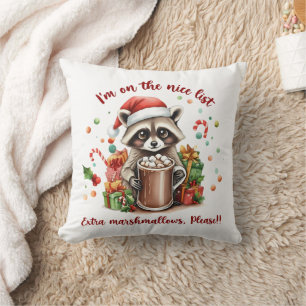 Santa’s Sweet Raccoon Treat T-Shirt Cushion