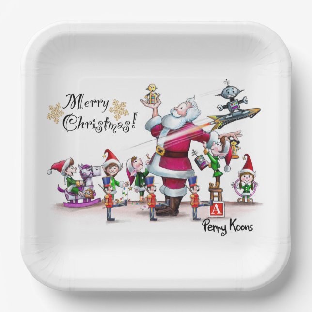 Santa’s Toy Workshop party plate (Front)