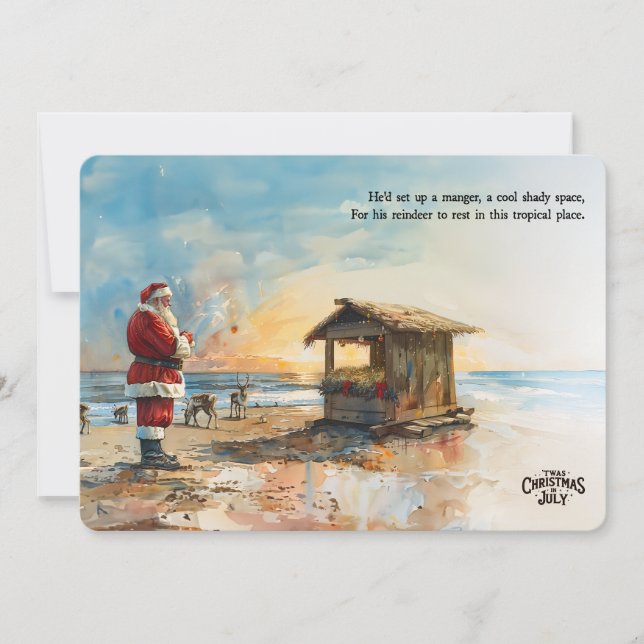 Santa’s Tropical Manger Christmas in July Card (Front)