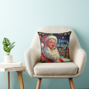 Santa’s Watching – Vintage ‘90s Christmas Cushion