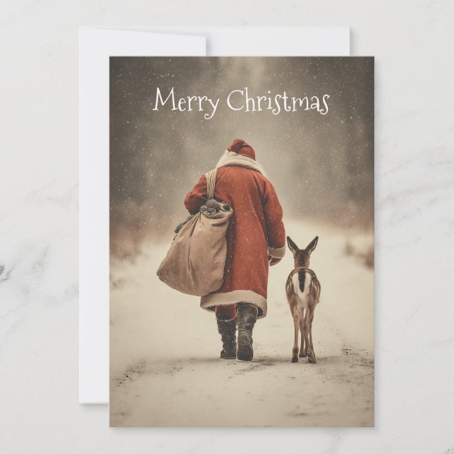 Santa’s Winter Woodland Journey Holiday Card (Front)
