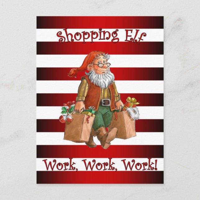 Santa’s Workshop ~Christmas Shopping Elf ~Holiday~ Holiday Postcard (Front)