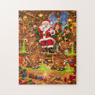 Santa’s Workshop Sick Reindeer Christmas Chaos Jigsaw Puzzle