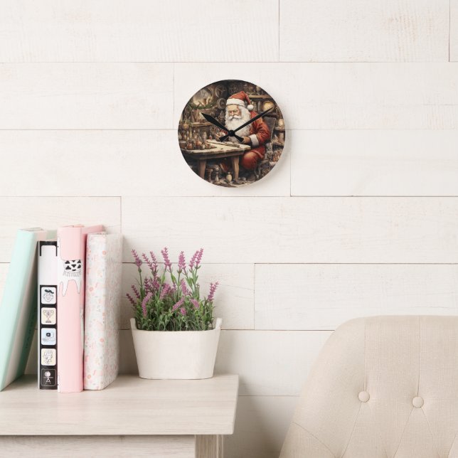 Santa’s Workshop Whimsy Round Clock (Reading Room)