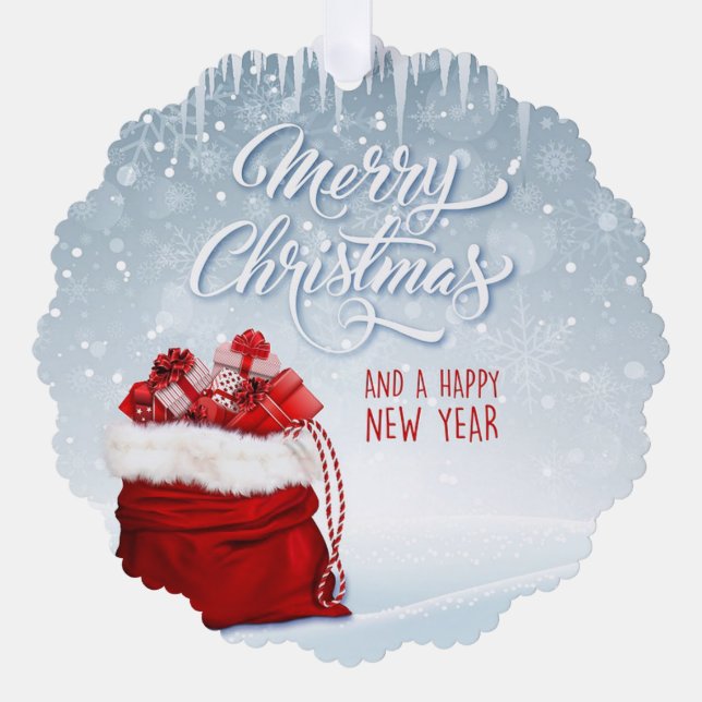 Santa Sack Christmas Ornament Gift Tag (Front)