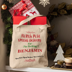 Santa Sack North Pole Delivery Christmas Tote Bag