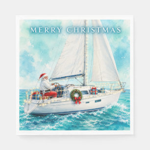 Santa Sailing – Tropical Christmas by the Sea Napkin