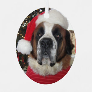 Santa Saint Bernard Ornament Metal