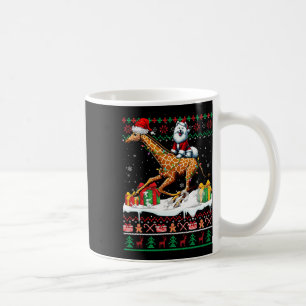 Santa Samoyed Riding Giraffe Christmas Sweater Lov Coffee Mug