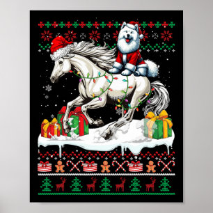 Santa Samoyed Riding Horse Christmas Sweater Lover Poster