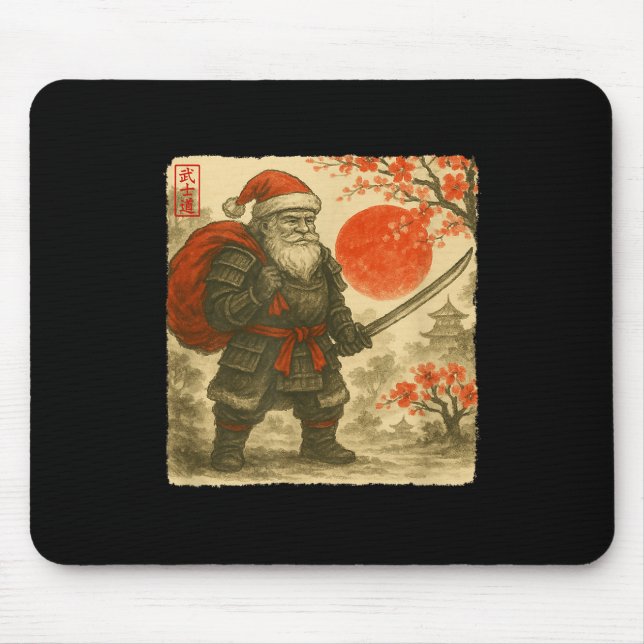 Santa Samurai Japanese Warrior Costume Sumi-e Art  Mouse Mat (Front)