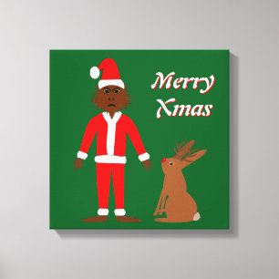 Santa Sasquatch and Jackalope Christmas Custom Canvas Print