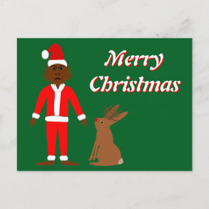 Santa Sasquatch and Jackalope Christmas Custom Postcard