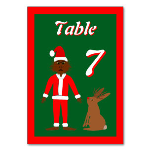 Santa Sasquatch and Jackalope Christmas Custom Table Number