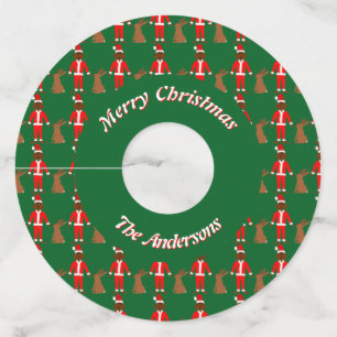 Santa Sasquatch and Jackalope Christmas Custom Wine Glass Tag
