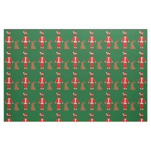Santa Sasquatch and Jackalope Christmas Patterned Fabric