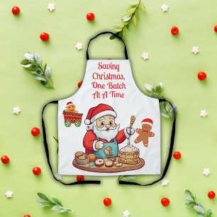 Santa Saving Christmas One Batch at a Time   Apron