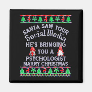 Santa Saw Your Social Media Litical Ugly Christmas Magnet