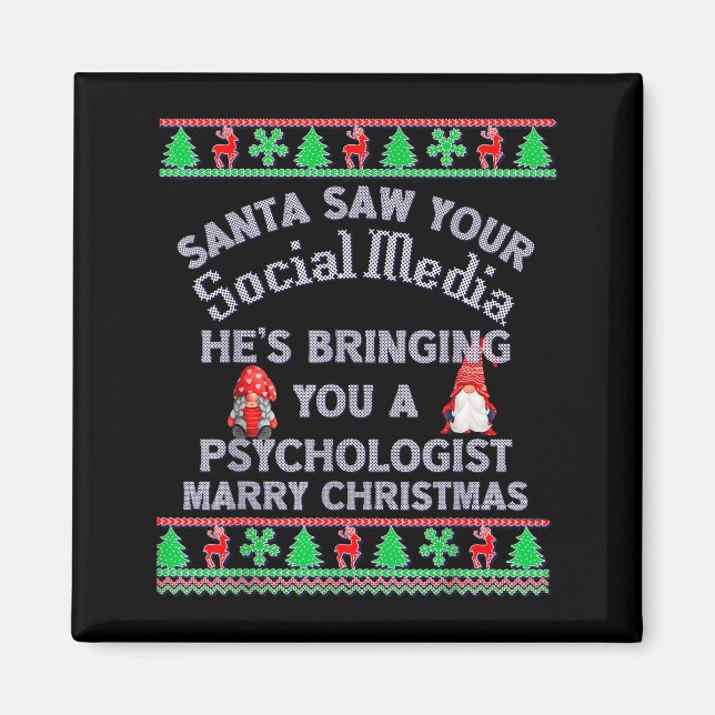 Santa Saw Your Social Media Litical Ugly Christmas Magnet (Front)