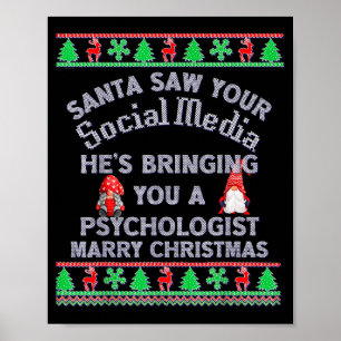 Santa Saw Your Social Media Litical Ugly Christmas Poster