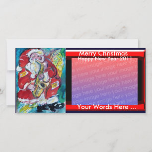 SANTA & SAX, CHRISTMAS PARTY HOLIDAY CARD