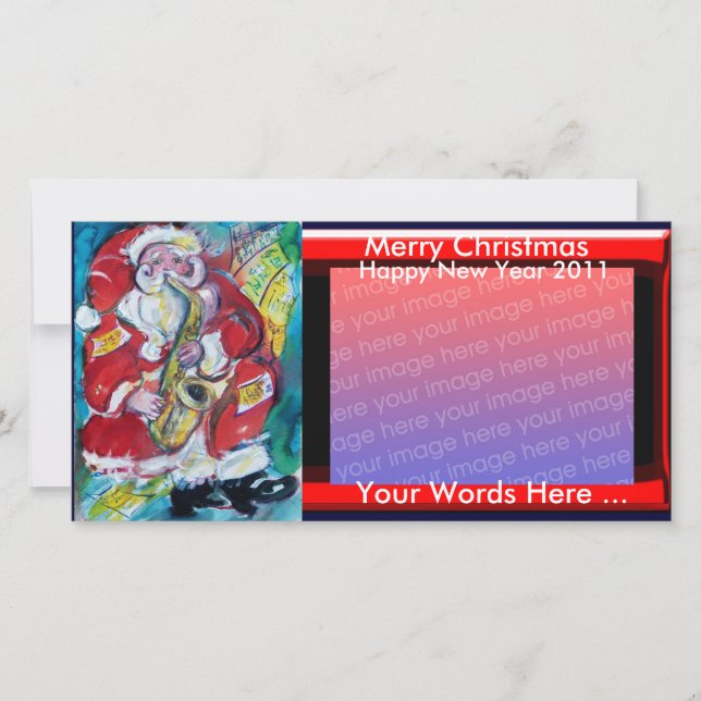 SANTA & SAX, CHRISTMAS PARTY HOLIDAY CARD (Front)