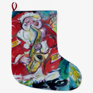 SANTA & SAX, CHRISTMAS PARTY LARGE CHRISTMAS STOCKING