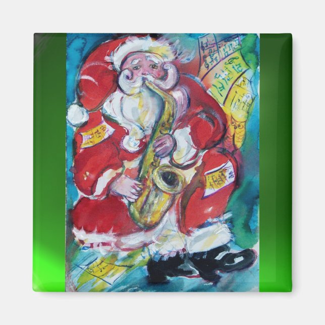 SANTA & SAX, CHRISTMAS PARTY MAGNET (Front)