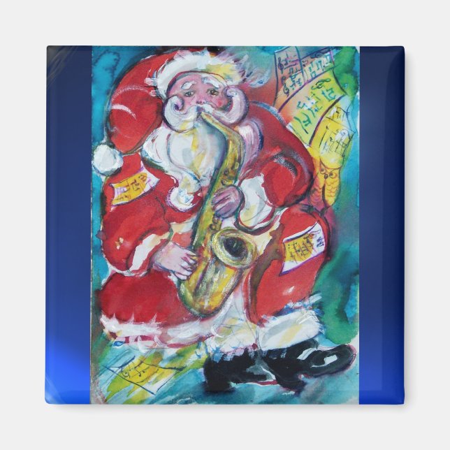 SANTA & SAX, CHRISTMAS PARTY MAGNET (Front)