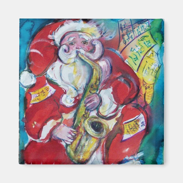 SANTA & SAX, CHRISTMAS PARTY MAGNET (Front)