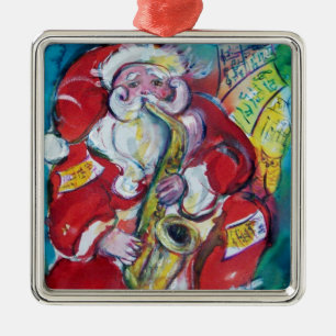 SANTA & SAX, CHRISTMAS PARTY METAL TREE DECORATION