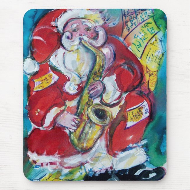 SANTA & SAX, CHRISTMAS PARTY MOUSE MAT (Front)