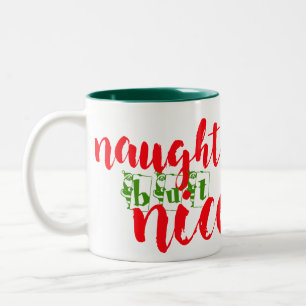 santa says naughty but nice christmas mug design