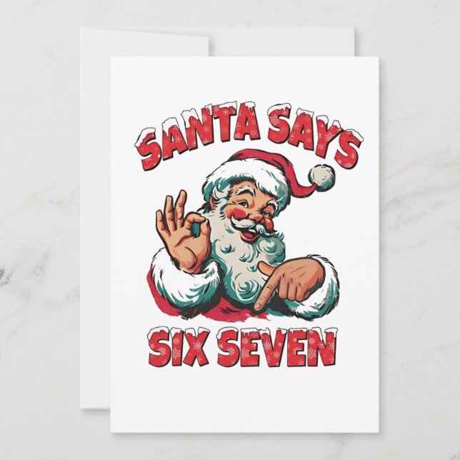 Santa Says Six Seven 6 7 Christmas Santa Claus  Thank You Card (Front)