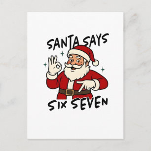 Santa Says Six Seven 6 7 Funny Brainrot Christmas Holiday Postcard
