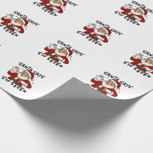 Santa Says Six Seven 6 7 Funny Brainrot Christmas Wrapping Paper