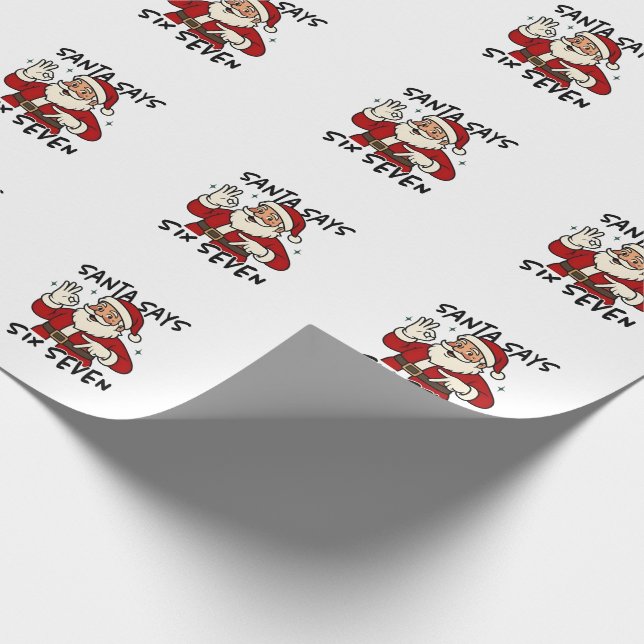 Santa Says Six Seven 6 7 Funny Brainrot Christmas Wrapping Paper (Corner)