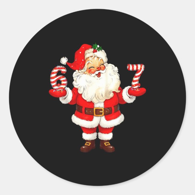 Santa Says Six Seven 6 7 Gen Z Alpha Meme Christma Classic Round Sticker (Front)